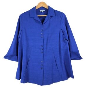 Habitat Gauzy textured fabric relaxed fit 3/4 sleeves button down blouse